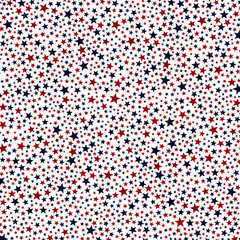 Red and blue stars seamless abstract pattern design. Detailed star pattern, various red and blue stars graphic design placard, poster, wallpaper or background in USA flag colors