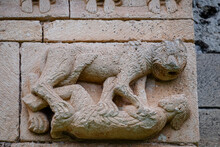 Lion Attacking A Man, Hermitage Of San Pedro De Tejada, Romanesque Hermitage, Puente-Arenas, The Merindad De Valdivielso, Burgos, Spain