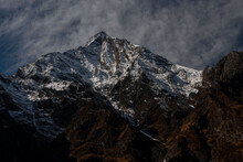 View On A Snow Capped Annapurna Peak Of Himalayan Range In Nepal