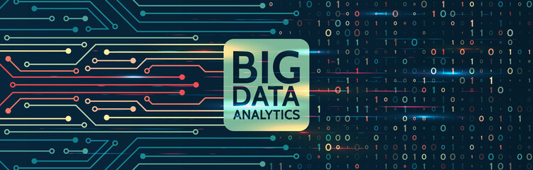 Abstract data background with binary code. Circuit board cpu analysis of Information. Machine learning algorithm visualization. Minimalistic infographics design.