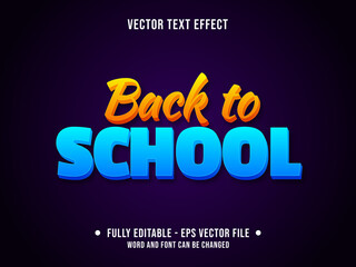 Wall Mural - editable text effect - back to school orange and blue modern color style