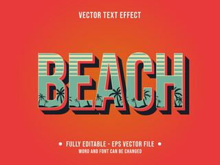 Wall Mural - editable text effect - beach retro red and retro green color style
