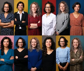 Wall Mural - Group of beautiful people in front of a background