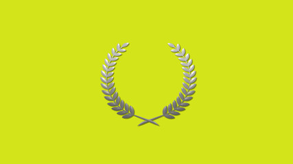Amazing gray and white gradient 3d wheat logo icon on yellow background, Wreath logo icon