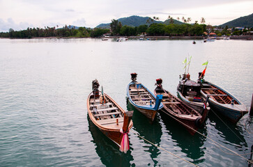 Wall Mural - Thailand longtail fishing boat at Chalong bay. Phuket