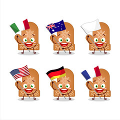 Canvas Print - Gloves cookie cartoon character bring the flags of various countries