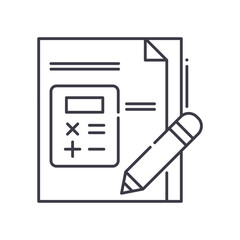 Accounting plan icon, linear isolated illustration, thin line vector, web design sign, outline concept symbol with editable stroke on white background.