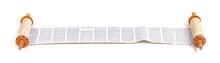 A Torah Scroll Rolled Out And Isolated On A White Background