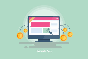 Website advertising, ppc marketing campaign generating more business revenue. Flat design web banner concept.