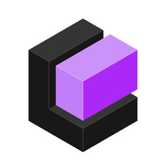 Sticker - Corporate logo concept. Colored black and purple isometric blocks