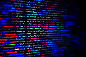 screen with software developer code. js javascript