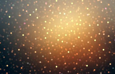 Golden bokeh glittering dark background. Sparkles fly on black orange yellow backdrop. Festive illustration.