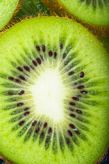 Poster - Top view of sliced kiwi as background