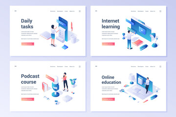 Wall Mural - set of templates for online educational resources websites