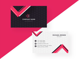 Canvas Print - Double-Sides Business Card Design On Pink And White Background.