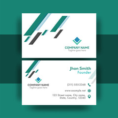 Canvas Print - Business Card Design In Front And Back View On Teal Background.