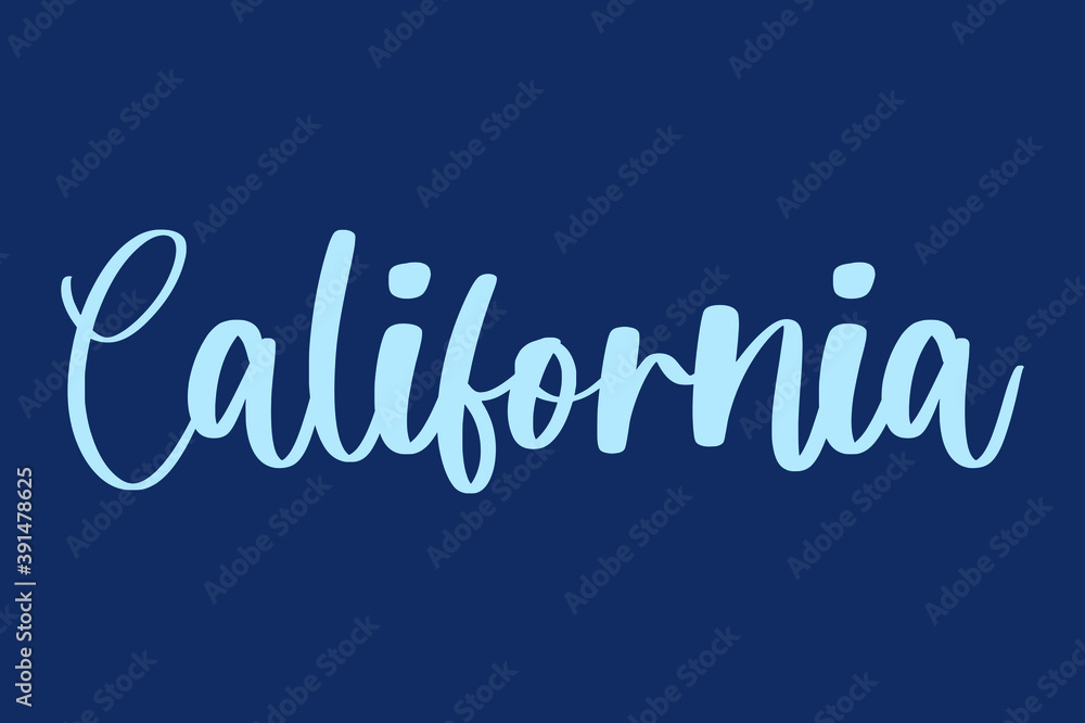 California Handwritten Font Cyan Color Text On Navy Blue Background ...