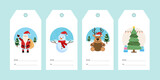 Fototapeta Pokój dzieciecy - Set of christmas gift tags vector illustration