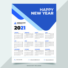 One Page Wall Calendar Design 2021.Wall Calendar Design 2021, Set Wall Calendar template design 