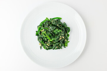 Spinach herbs on white background