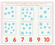 © Ирина Меркулова - Mathematics worksheet for kids. Count the number of snowflakes in the squares, connect a line with a suitable number