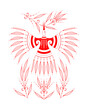 The bird stork with a flower is a symbol of free Belarus and a peaceful protest against violence and dictatorship. Colors of the national resistance - red and white. Ethnic style. Vector illustration.