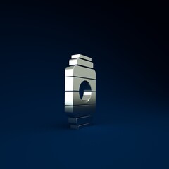 Wall Mural - Silver Japanese paper lantern icon isolated on blue background. Minimalism concept. 3d illustration 3D render.