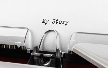 Wall Mural - text my story typed on retro typewriter