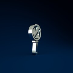 Wall Mural - Silver Hand mirror icon isolated on blue background. Minimalism concept. 3d illustration 3D render.