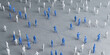Miniature people social distancing concept to avoid coronavirus covid-19 sars-cov2 spread aroung the country Small miniature people on graycolor background distanced each other. 3d rendering