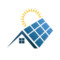 Sticker - solar panels roof icon vector button symbol concept vector