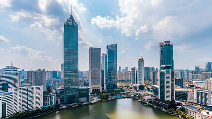 Architectural scenery of Northwest Lake CBD in Hankou, Wuhan, Hubei, China