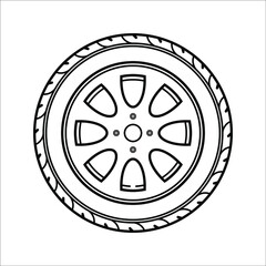 Wall Mural - Tire black vector icon illustration on white backgrond