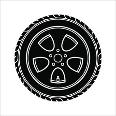 Wall Mural - Tire black vector icon illustration on white backgrond