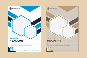 Wall Mural - set of abstract geometric vertical cover flyer template design. white and grey background combined b