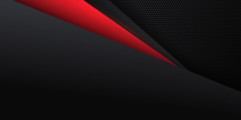 Abstract black red grey metallic carbon neutral overlap red light hexagon mesh design modern luxury futuristic technology background vector illustration.