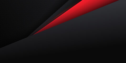 Abstract black red grey metallic carbon neutral overlap red light hexagon mesh design modern luxury futuristic technology background vector illustration.