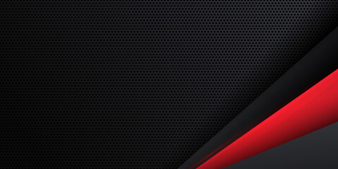 Abstract black red grey metallic carbon neutral overlap red light hexagon mesh design modern luxury futuristic technology background vector illustration.