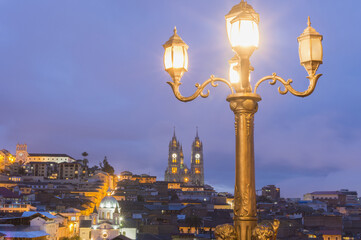 Wall Mural - Basilica of the National Vow at night, Quito, Pichincha Province, Ecuador, Unesco World Heritage Site