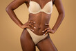 Closeup shot of beautiful slim black female body in underwear