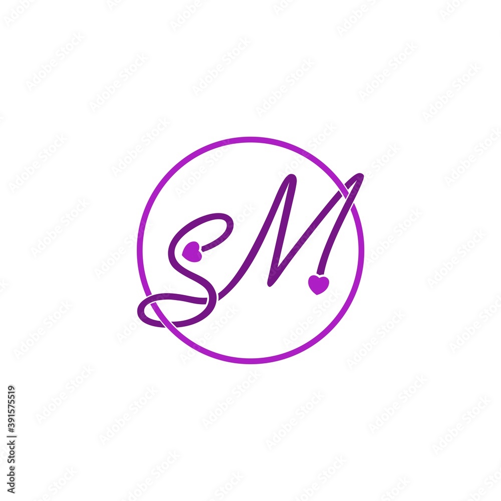Love Initial Letter Sm Logo Design Isolated On White Background Wall Mural Sljubisa Love Initial Letter Sm Logo Design Isolated On White Background Wall Mural Sljubisa