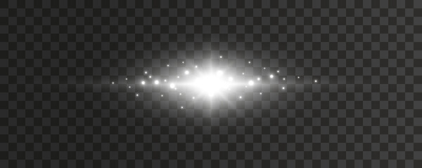 Wall Mural - flare light effect isolated on transparent background. white flash lense rays and sparks. glow magic