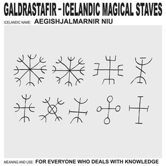 Wall Mural - vector icon with ancient Icelandic magical staves Aegishjalmarnir Niu. Symbol means and is used for everyone who deals with knowledge