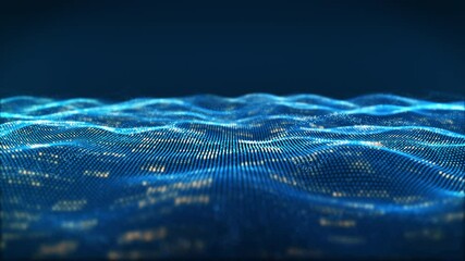 Wall Mural - abstract digital particle wave and lights background , digital particle cyber or technology backgrou