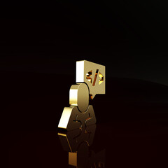 Gold Web design and front end development icon isolated on brown background. Minimalism concept. 3d illustration 3D render.