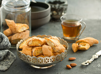 Sticker - Biscotti - Italian biscuits with almonds. Selective focus.