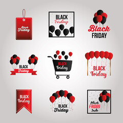 Wall Mural - icons set of black friday lettering