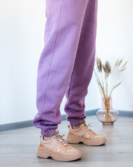 Purple cosy woman costume with hoodie and joggers 