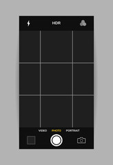 Wall Mural - phone camera interface vertical view. mobile app application. photo shooting. vector illustration gr