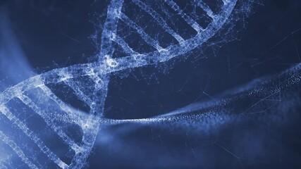 Wall Mural - abstract digital rotating dna molecule on futuristic cyber space animation background.